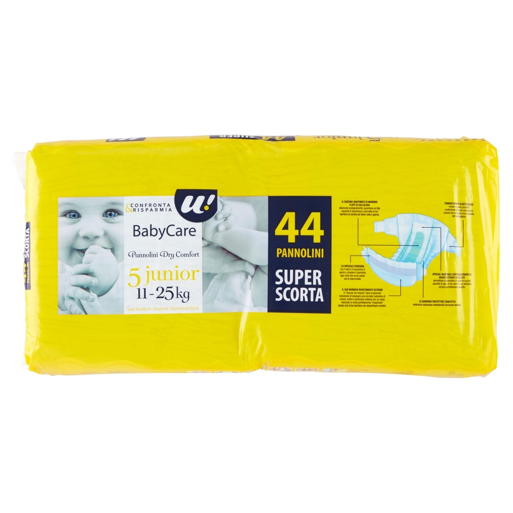 44 PANNOLINI BABY CARE JUNIOR DRY COMFORT 11-25 KG  U! Confronta & Risparmia